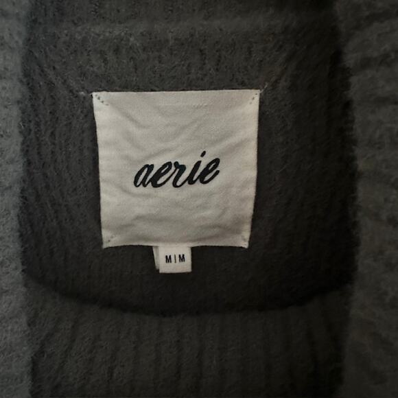 Aerie Sweater Cowl Neck Oversized Pullover Fuzzy Size: Medium Color: Green - Picture 7 of 9